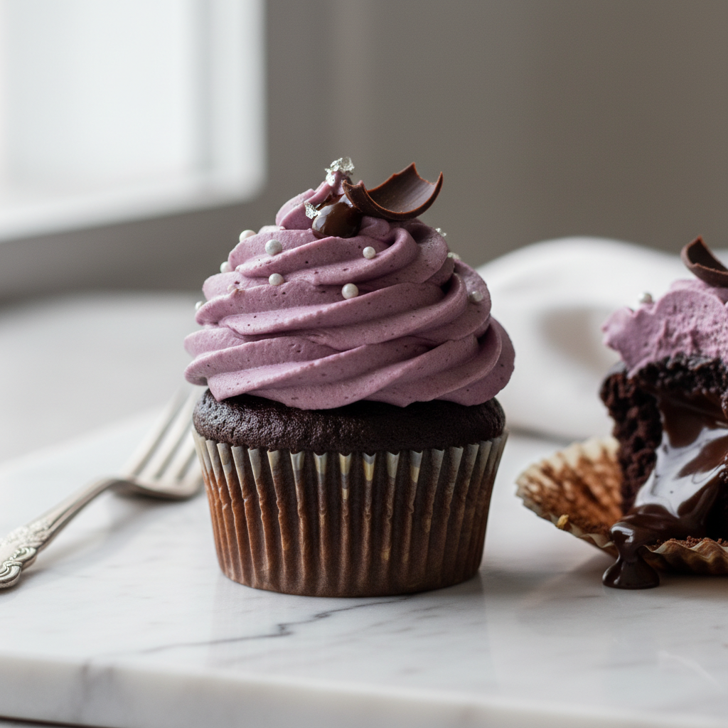 Cupcake com cobertura roxa