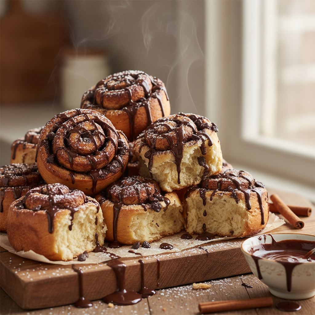 Rolinhos de canela com chocolate