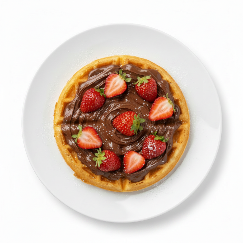 Waffle com Nutella e Morango