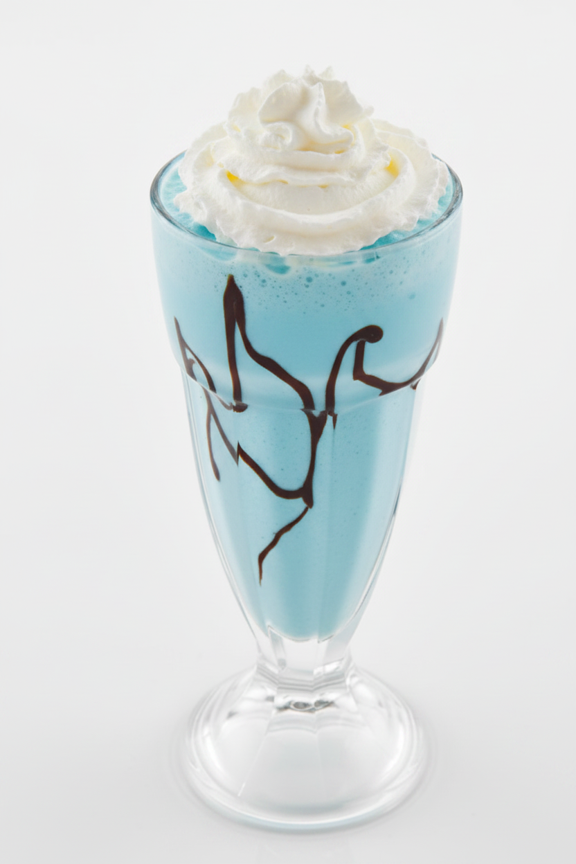 Milk Shake Azul Celeste com Creme
