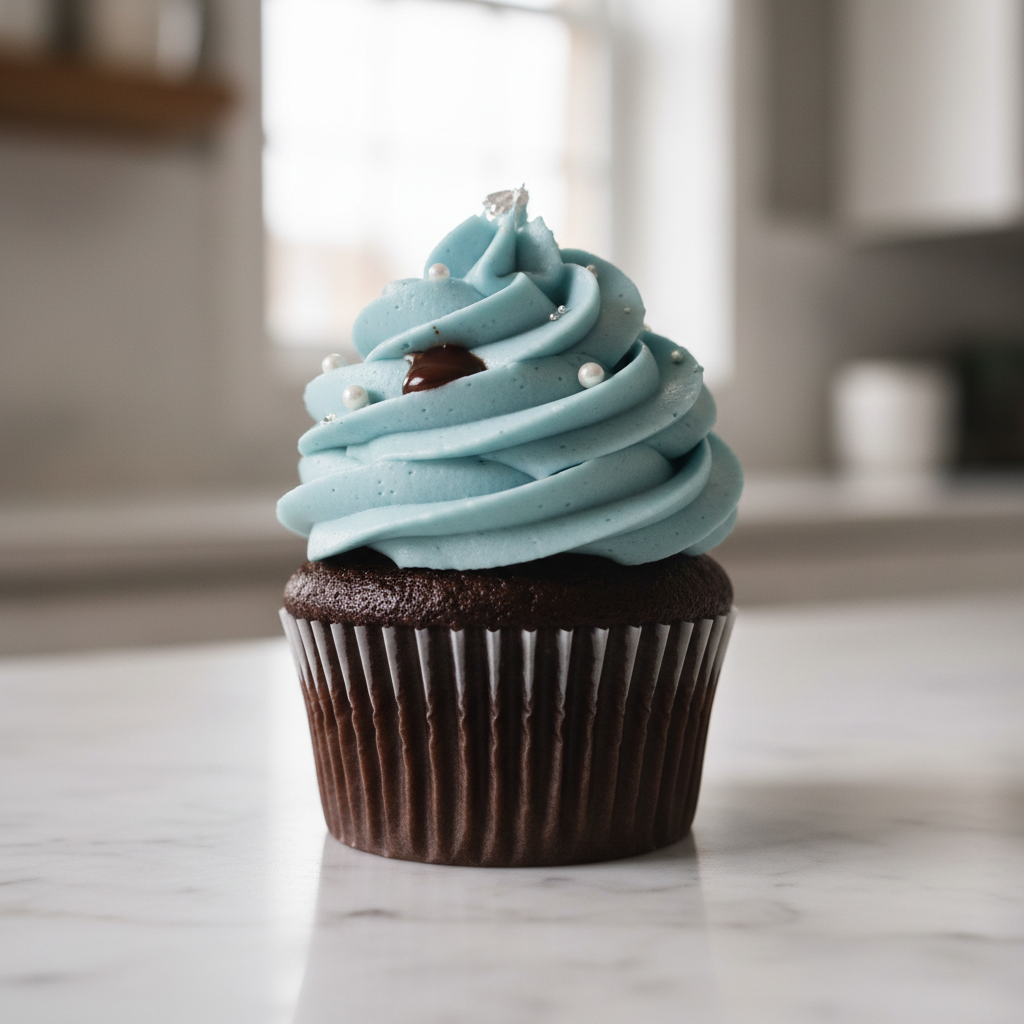Cupcake com cobertura azul celeste