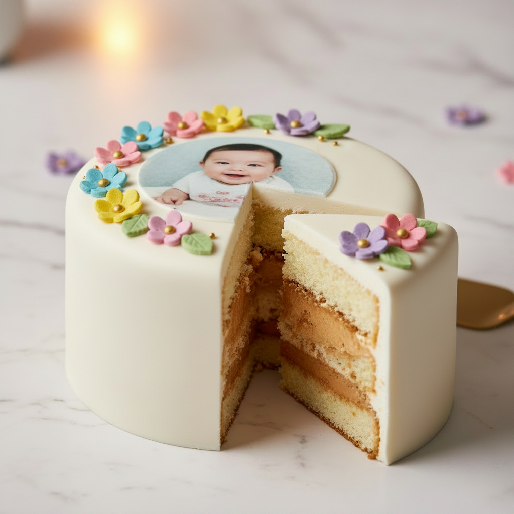 Torta 10cm - Lotus com foto de bebê